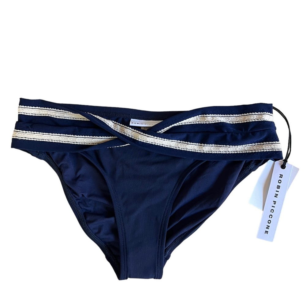 Robin Piccone ABI STRIPE INDIGO twist bikini bottom